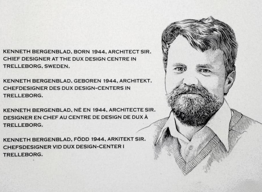 Skiss och beskrivande text om Kenneth Bergenblad, designer på Dux.