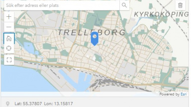 Kartbild av centrala Trelleborg