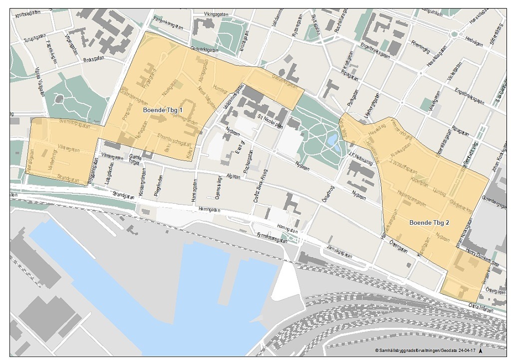 Kartbild zoner för boendeparkering