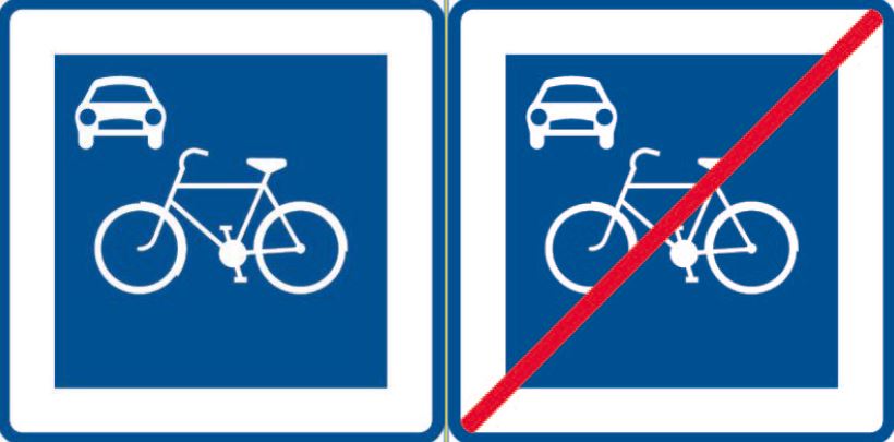 vägmärken cykelgata och cykelgata upphör